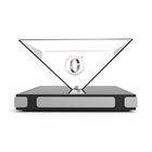 180 ° 270 ° 360 ° 3D Holographic Display Interaktif Sentuh Perhiasan Piramida Kios Untuk Mall