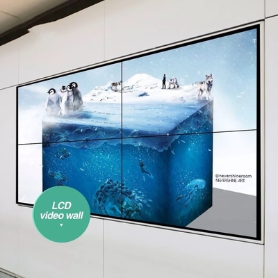 Indoor 46 49 55 Inch Sistem CCTV Dinding Video LCD 4K 3x3 2x2 Bingkai Panel Dinding Video LCD
