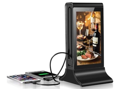 Bingkai logam hitam multi layar signage digital Portable Desktop Baru Pemutar Iklan Kecil dengan Stasiun Pengisian