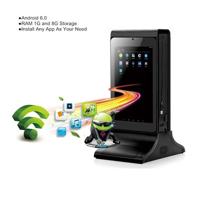 Hitam 10 inci Baterai Kapasitas Tinggi Desktop Pemutar Iklan Kecil dengan Stasiun Pengisian