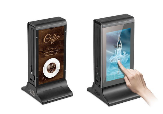 Hitam 10 inci Advanced L-Shaped Desktop HD LCD Screen Advertising Player dengan Menu Power Bank