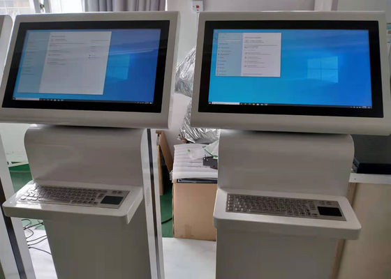 Kios Berdiri Bebas Pemutar Iklan Multimedia RS232 putih Dengan Keyboard