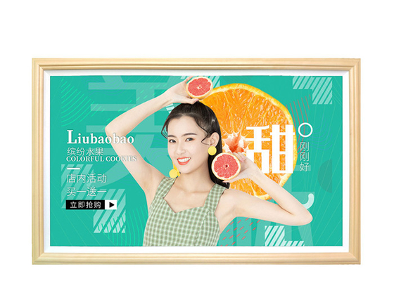 Pemutar Iklan Bingkai Kayu LCD Digital Signage Indoor 49 Inch